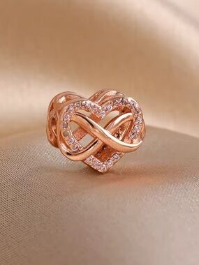 Rose Gold Heart & Infinity CZ Charm Bead